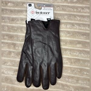 Genuine leather M Isotoner Men's Brown Leather Gloves